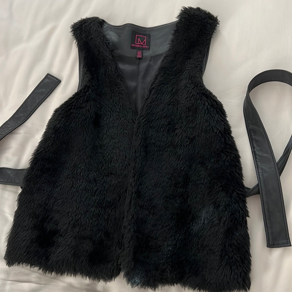 Material Girl Women’s Fluffy Leather Vest